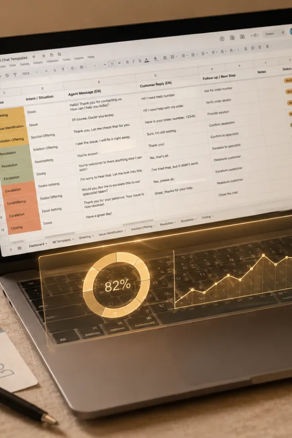Google Sheets dashboard showing color-coded template system